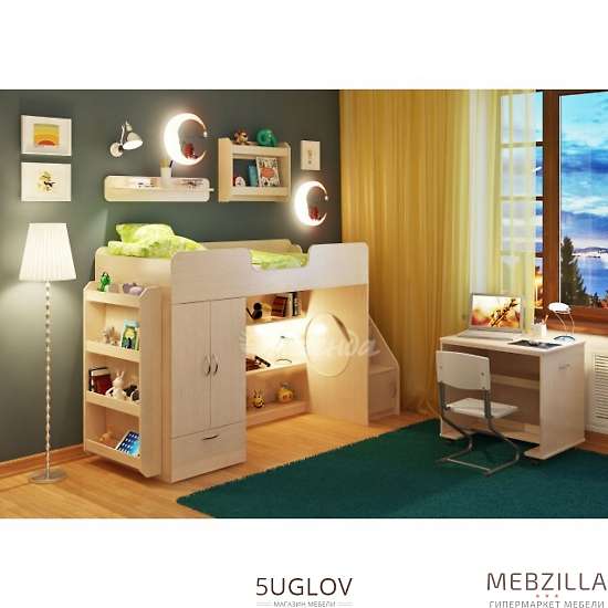 Купить кровать-чердак легенда 3.6 с полками - 32 820 ₽