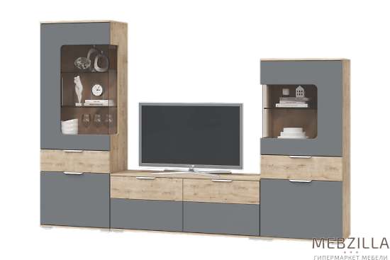 Купить стенка в гостиную в современном стиле вегас, серый - 43 700 руб.