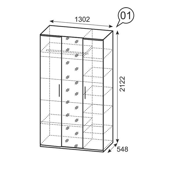 Купить шкаф для одежды и белья трехдверный монреаль 1 - 36 482 руб.