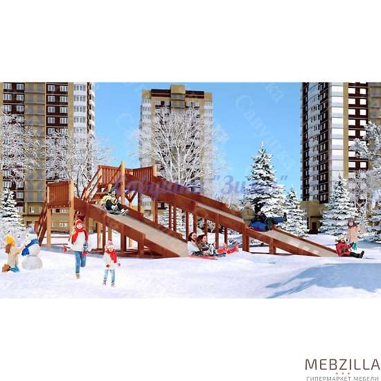 Купить зимняя деревянная горка савушка зима 7 - 260 000 руб.