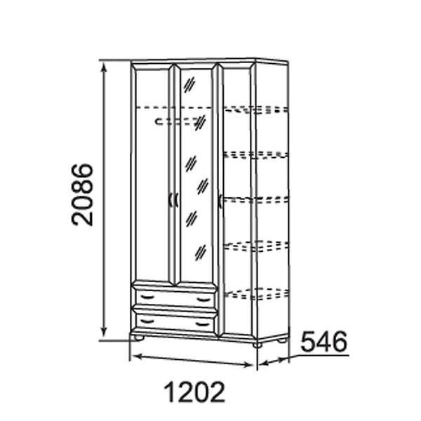 Купить шкаф для одежды 3-х дверный ника-люкс 18р - 28 025 руб.
