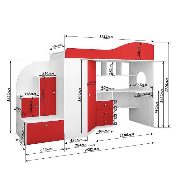 Купить кровать-чердак кадет 1 - 38 280 руб.