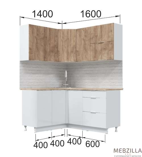 Купить кухня угловая асти. готовый комплект, вайт - 58 965 руб.