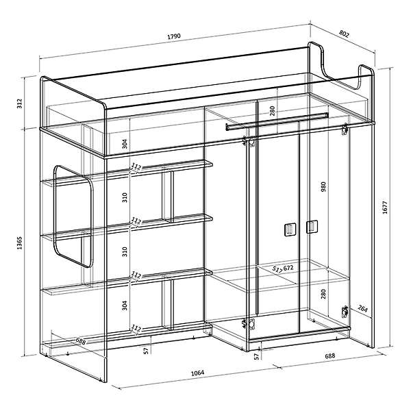 Купить кровать-чердак легенда а602.3 - 28 110 ₽