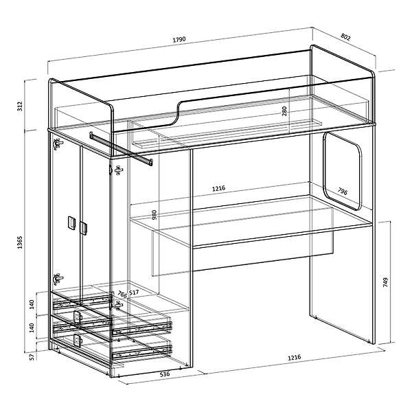 Купить кровать-чердак легенда f607.1 - 31 420 руб.