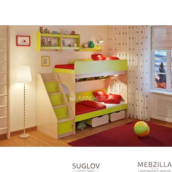 Купить кровать двухъярусная 7.3 легенда с полками - 33 160 ₽