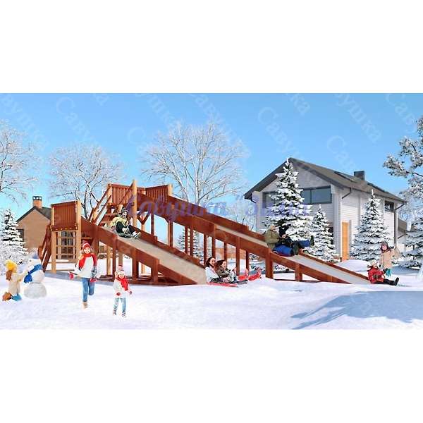 Купить зимняя деревянная горка савушка зима 7 - 260 000 руб.