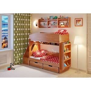 Кровать двухъярусная Легенда 10.3 с полками