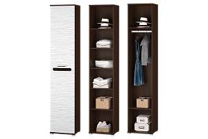 Мишель Шкаф 1дв. для платья и бельяс выдвижной штангойвенге/белый страйп