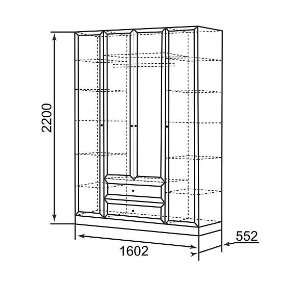 Купить шкаф комбинированный 4-х дверный с ящиком без зеркала брайтон 25 - 30 352 руб.
