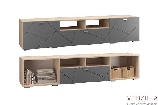 Купить скайлайн тумба под тв с 1 ящ.и 2 дв. (2100) графит - 9 761 руб.
