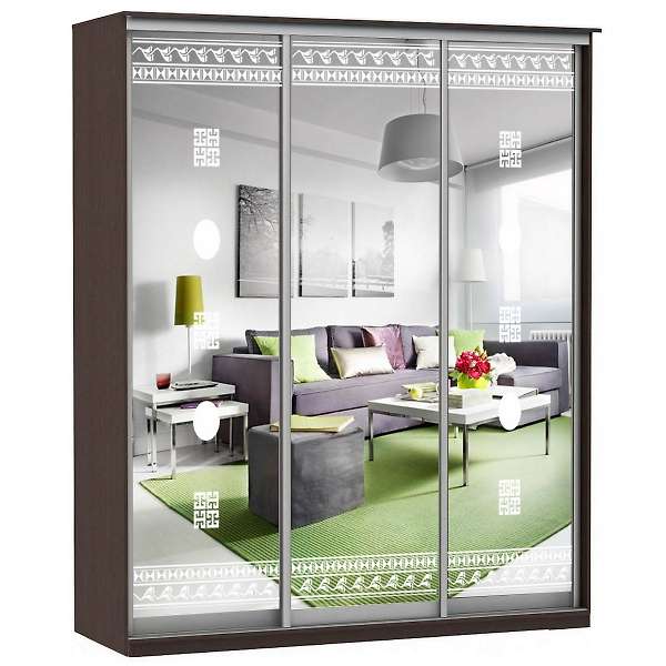 Купить шкаф-купе модерн 2362 (зеркало с пескоструем, 3 секции) - 55 741 руб.