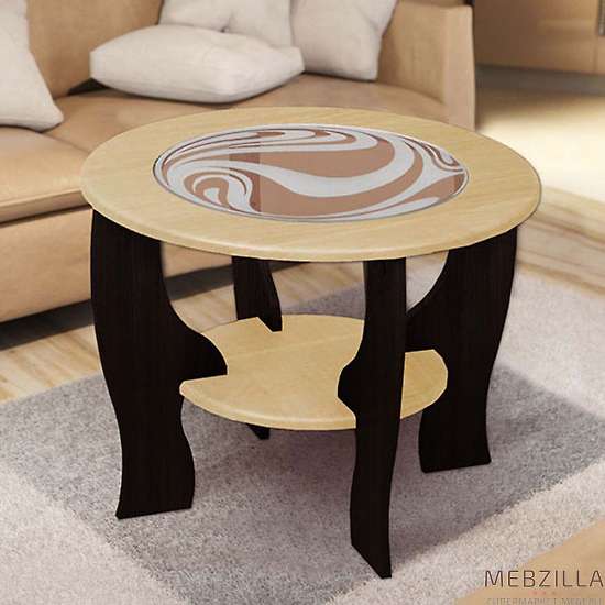 Купить стол журнальный со вставкой из стекла круглый - 6 360 руб.