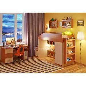 Кровать-чердак Легенда 11.4 с полками