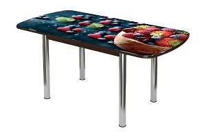 Стол кухонный раздвижной Бостон-3, ягоды (опора брифинг)