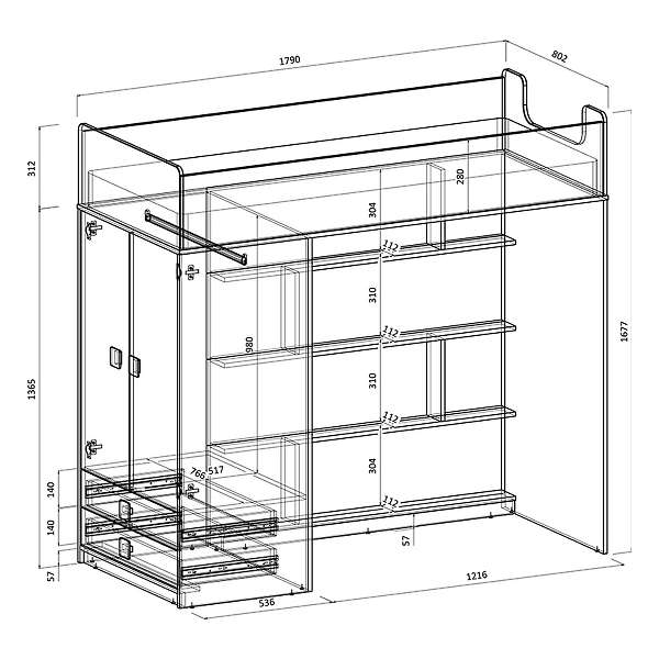 Купить кровать-чердак легенда f604.3 - 34 170 руб.