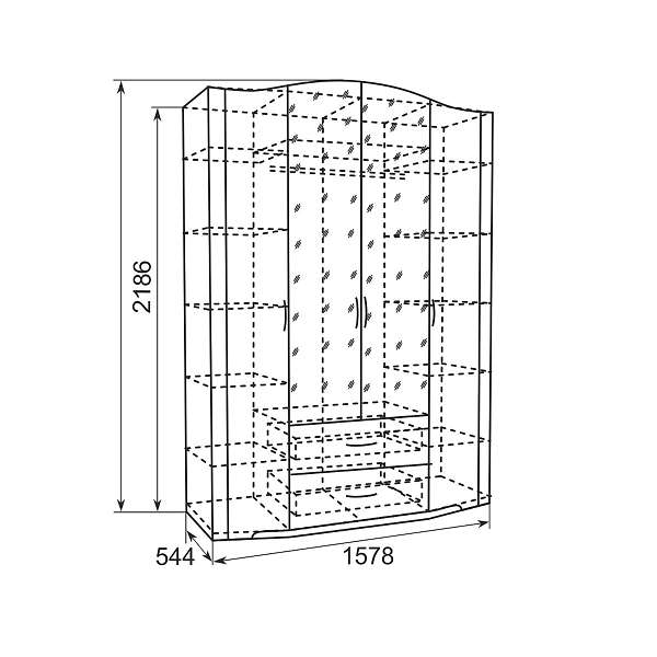 Купить шкаф для одежды 4-х дверный с ящиком с зеркалом виктория 2 - 47 999 руб.