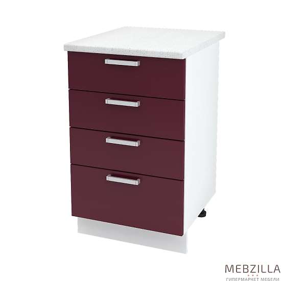 Купить шкаф напольный с четырьмя ящиками мария шн4я 500 б/ст - 5 650 ₽