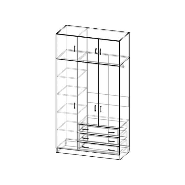 Купить шкаф трехстворчатый с антресолью шр-323 - 16 640 ₽
