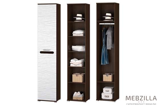 Купить мишель шкаф 1дв. для платья и бельяс выдвижной штангойвенге/белый страйп - 12 432 руб.