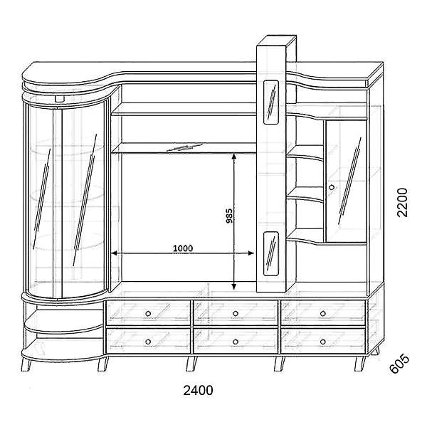 Купить шкаф комбинированный с витриной орфей-11 л кмк 0364.1 - 79 955 руб.