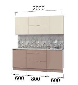 Кухня Асти. Готовый комплект 2,0 м, латте