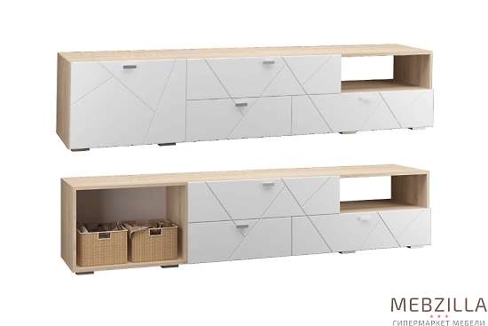 Купить скайлайн тумба под тв с 3 ящ.и 1 дв. (2100) белый - 11 720 руб.