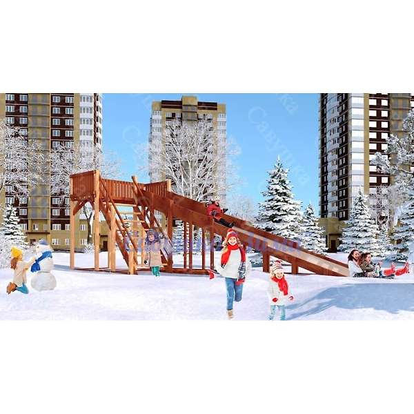 Купить зимняя деревянная горка савушка зима 6 - 209 000 руб.