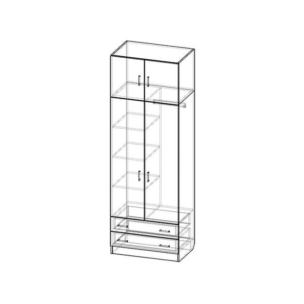 Купить шкаф двухстворчатый с антресолью шр-297 - 12 080 ₽